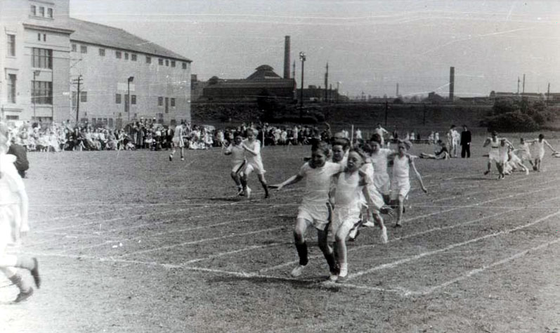Sports Day 1950's three legged race.jpg - Sports Day late 1950's.